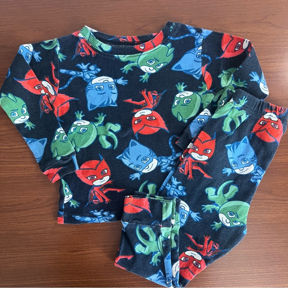 PJ Mask Kids Cotton Pajama Set Size 4T Snug Fit Navy Blue w/Characters